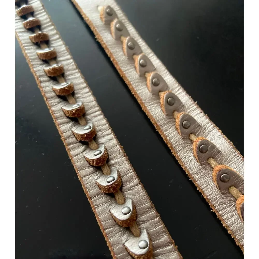 FOSSIL Metallic Studded Belt w/Laser-Cut Accent sz L